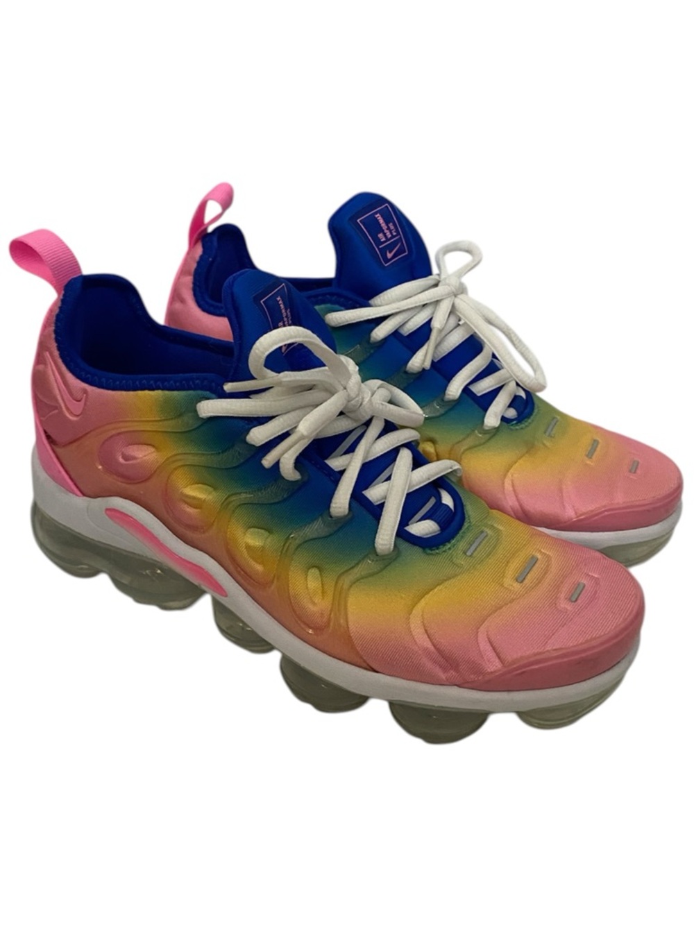 Nike Rainbow Cotton Candy VaporMax Plus Sneakers - Pink Blue Green Yellow 6.5